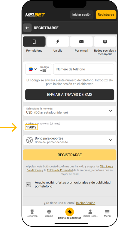 ¿Cómo ingresar un código promocional en el sitio web? - App Melbet Venezuela