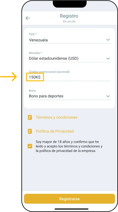 ¿Cómo ingresar un código promocional en la aplicación? - App Melbet Venezuela