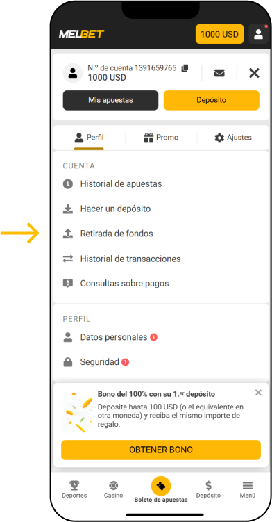 Cómo retirar fondos de MelBet - App Melbet Venezuela