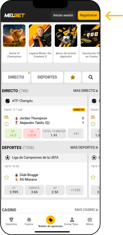 Instrucciones de registro paso a paso - App Melbet Venezuela